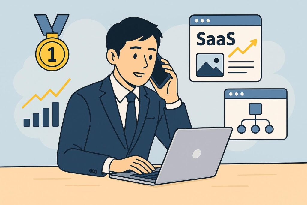 海外SaaS利用の営業マン