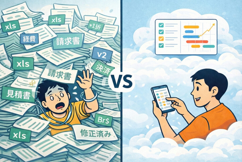 Excel地獄 vs クラウド快適操作（VS構図）