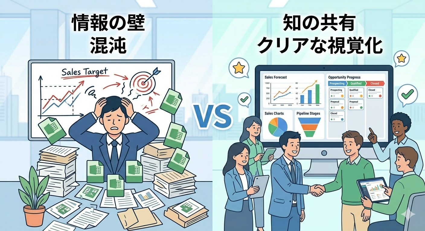 混沌とした営業プロセスと整理されたプロセスの比較