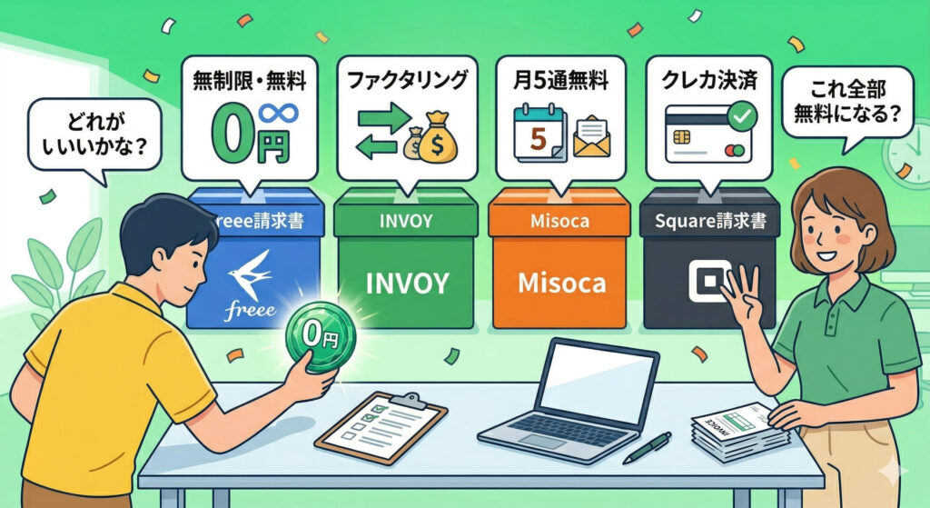 4つの請求書ツールの比較画像