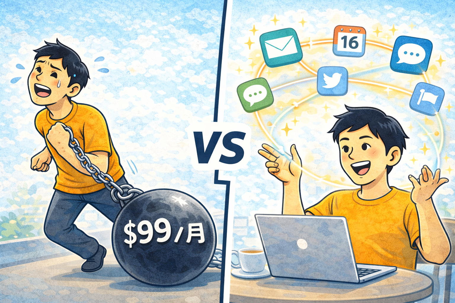 サブスクリプション vs 生涯ライセンスの比較イメージ